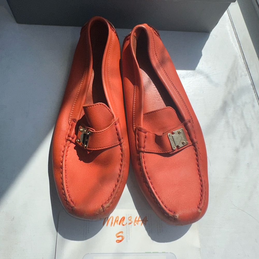 Louis Vuitton Orange Leather Loafers - Size 7 - Picture 1 of 16